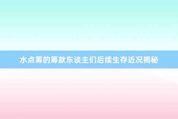 水点筹的筹款东谈主们后续生存近况揭秘