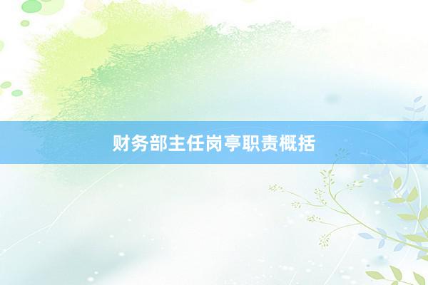 财务部主任岗亭职责概括