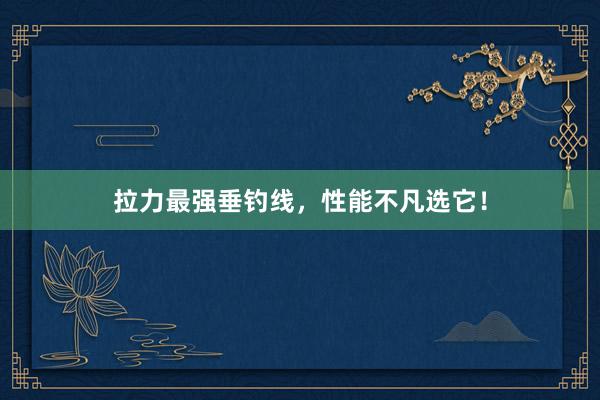 拉力最强垂钓线，性能不凡选它！